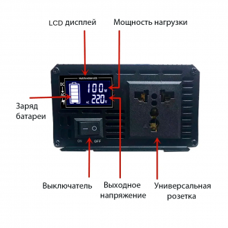 Автомобильный инвертор InverGen 3000 Вт 12В-220В-2